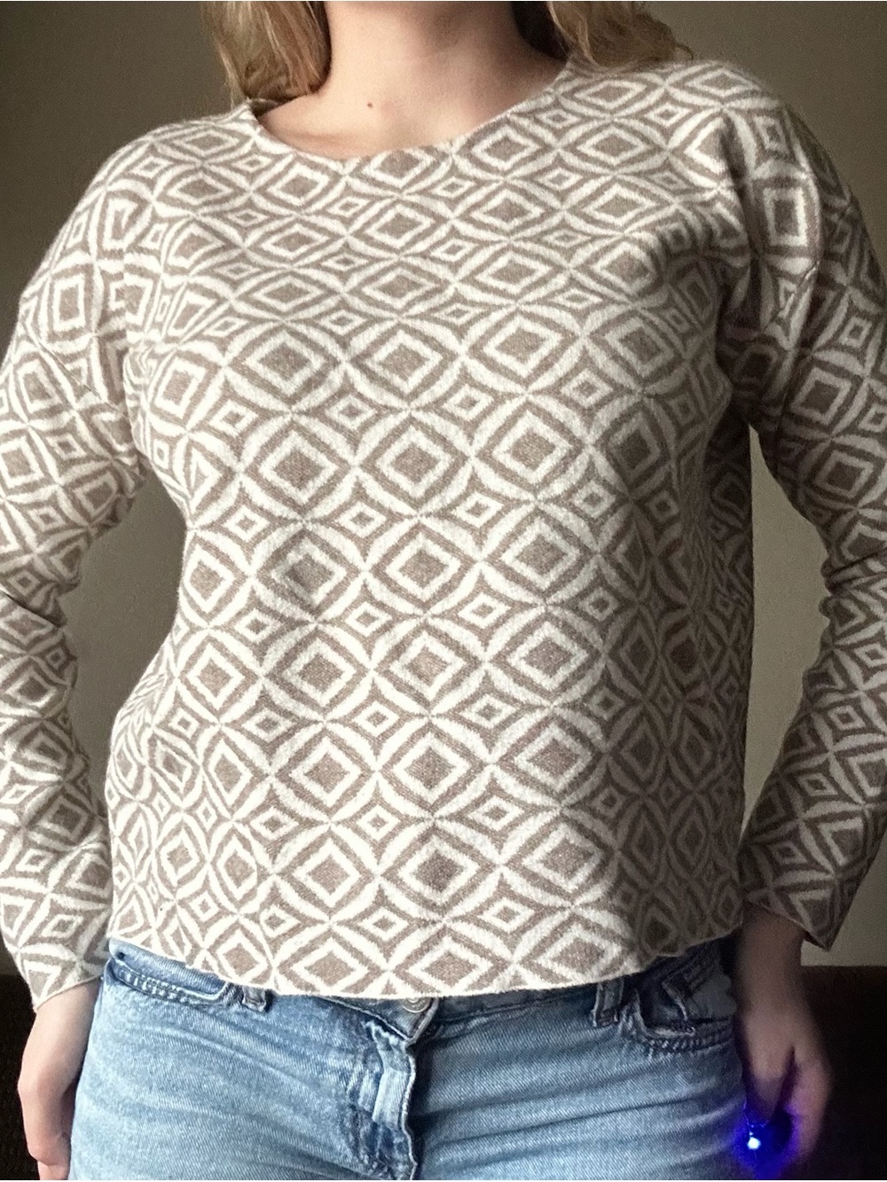 H by Halston Geometric Knit Sweater Size M
